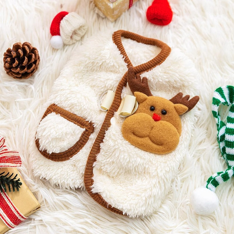 KFX-0404541 Warm Fleece Dog Coat with Santa Design for Small Breeds and Puppies