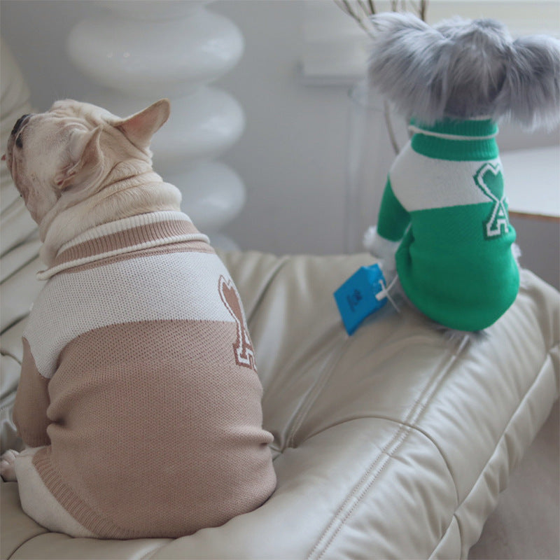 KFX-0407741 Dog Wool Baseball Jacket for Autumn and Winter in Green and Khaki, Various Sizes Available