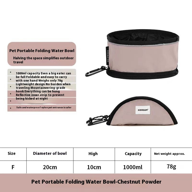 KFX-0409917 Portable Folding Water Bowl for Dogs and Pets - 1000ml Capacity, Waterproof Nylon