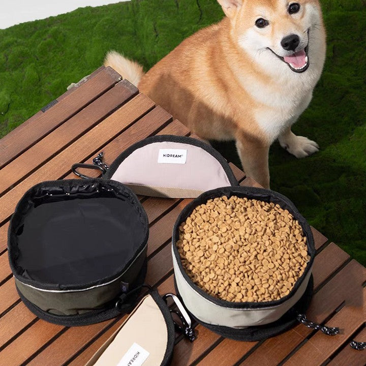 KFX-0409917 Portable Folding Water Bowl for Dogs and Pets - 1000ml Capacity, Waterproof Nylon