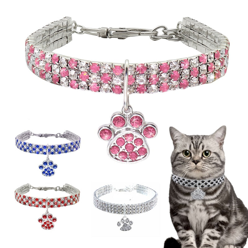 KFX-0411709 Mixed Color Rhinestone Stretch Necklace for Dogs and Cats – Copper with Silver Plating