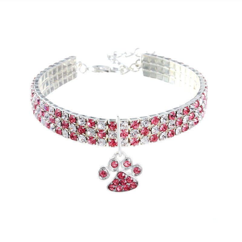 KFX-0411709 Mixed Color Rhinestone Stretch Necklace for Dogs and Cats – Copper with Silver Plating