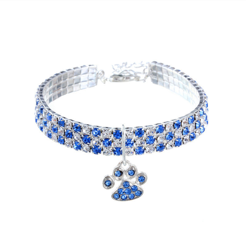 KFX-0411709 Mixed Color Rhinestone Stretch Necklace for Dogs and Cats – Copper with Silver Plating
