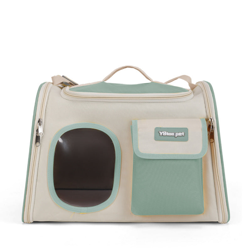 KFX-0411965 Large Capacity Green Oxford Cat Bag - Portable and Lightweight Shoulder Crossbody