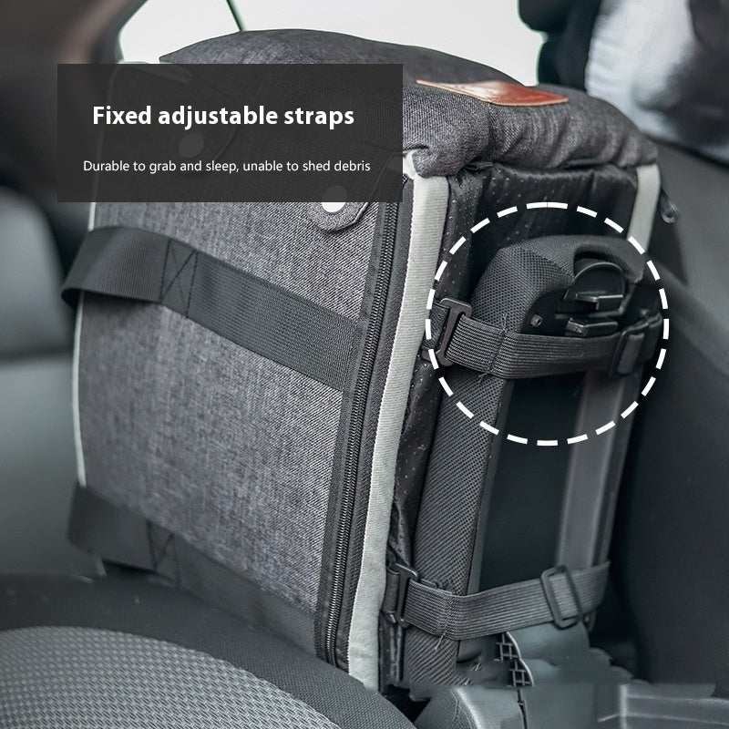 KFX-0414525 Cat Car Safety Seat - Soft Cloth Pet Bed for Cats in Dark Gray and Beige