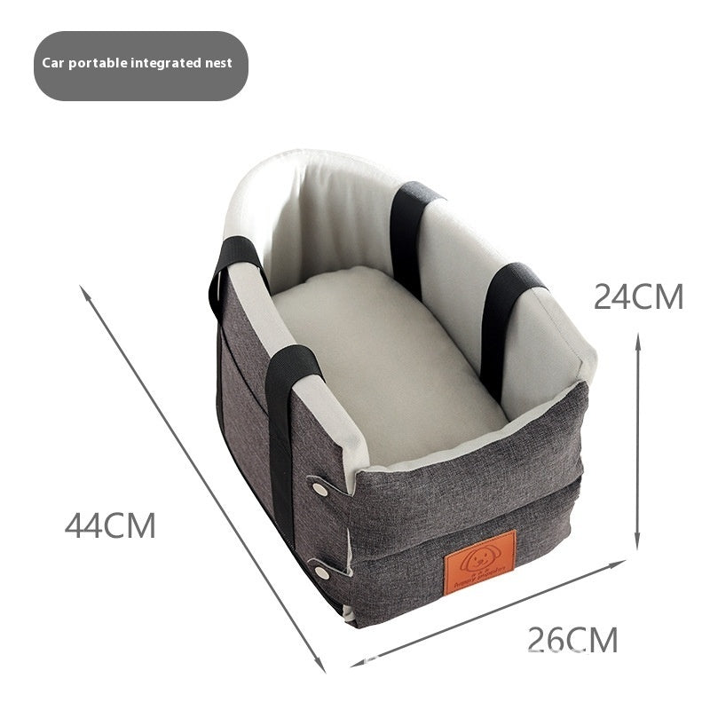 KFX-0414525 Cat Car Safety Seat - Soft Cloth Pet Bed for Cats in Dark Gray and Beige