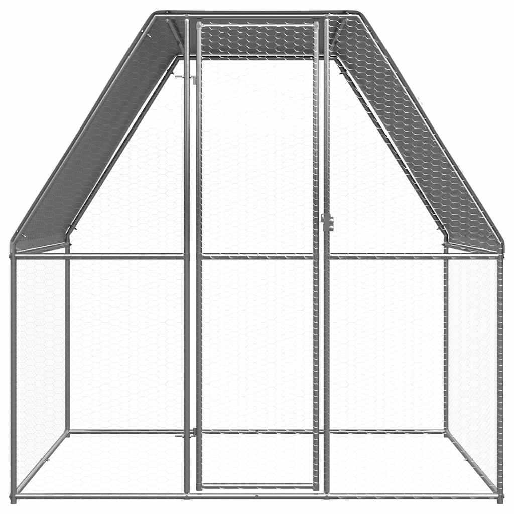 KFX-0417085 Galvanized Steel Chicken Coop - 2x2x2 m Outdoor Enclosure for Hens and Small Animals