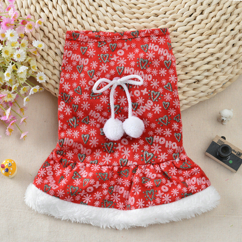 KFX-0417853 Festive Red Christmas Dress for Pets - Holiday Outfit in Various Sizes