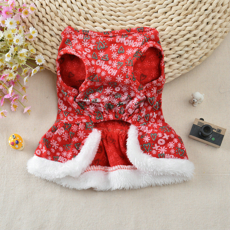 KFX-0417853 Festive Red Christmas Dress for Pets - Holiday Outfit in Various Sizes