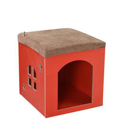 KFX-0419517 Removable and Washable Wooden Pet House for All Seasons, Square Design