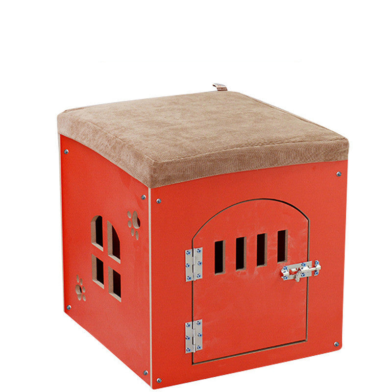 KFX-0419517 Removable and Washable Wooden Pet House for All Seasons, Square Design