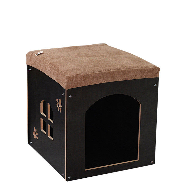 KFX-0419517 Removable and Washable Wooden Pet House for All Seasons, Square Design