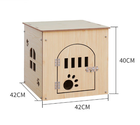 KFX-0419517 Removable and Washable Wooden Pet House for All Seasons, Square Design