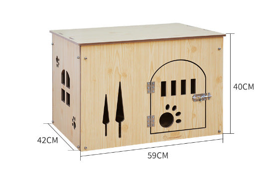 KFX-0419517 Removable and Washable Wooden Pet House for All Seasons, Square Design