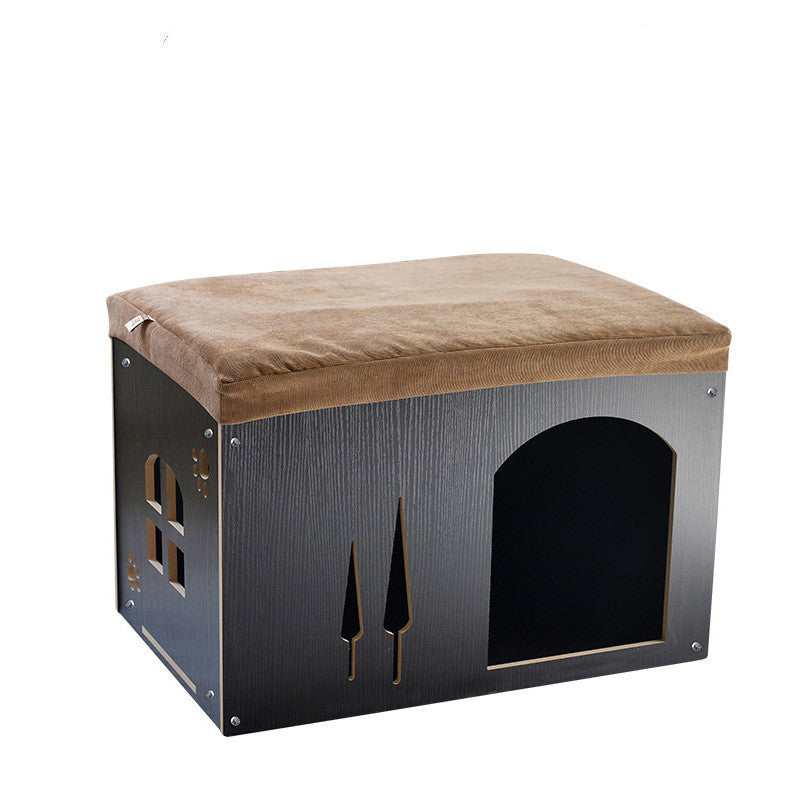 KFX-0419517 Removable and Washable Wooden Pet House for All Seasons, Square Design