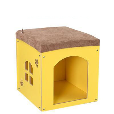 KFX-0419517 Removable and Washable Wooden Pet House for All Seasons, Square Design
