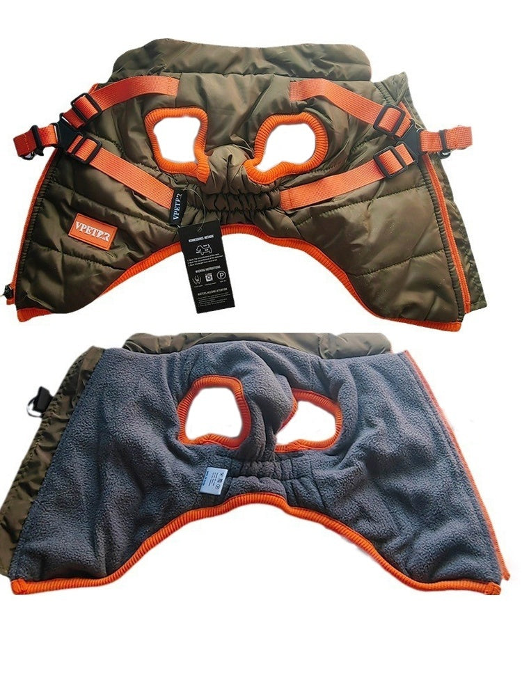 KFX-0419901 Olive Green Thick Cotton-Padded Winter Dog Vest for Small and Medium-Sized Dogs