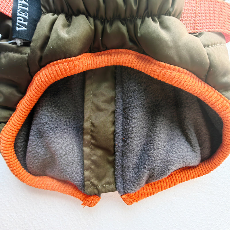 KFX-0419901 Olive Green Thick Cotton-Padded Winter Dog Vest for Small and Medium-Sized Dogs