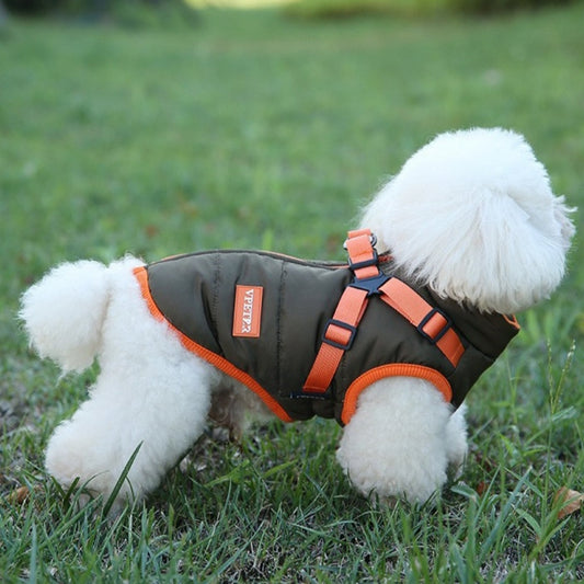 KFX-0419901 Olive Green Thick Cotton-Padded Winter Dog Vest for Small and Medium-Sized Dogs