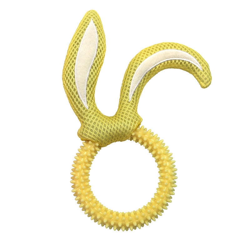 KFX-0422077 Bunny Ears TPR Dog Toy for Chewing and Playtime, Available in Pink, Blue, and Yellow