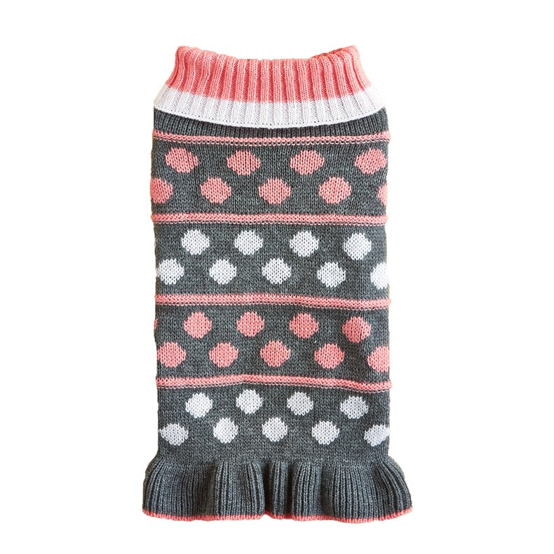 KFX-0423613 Autumn Winter Dog Sweater Dress with Star Wave Design, Acrylic Fiber, Multiple Sizes Available