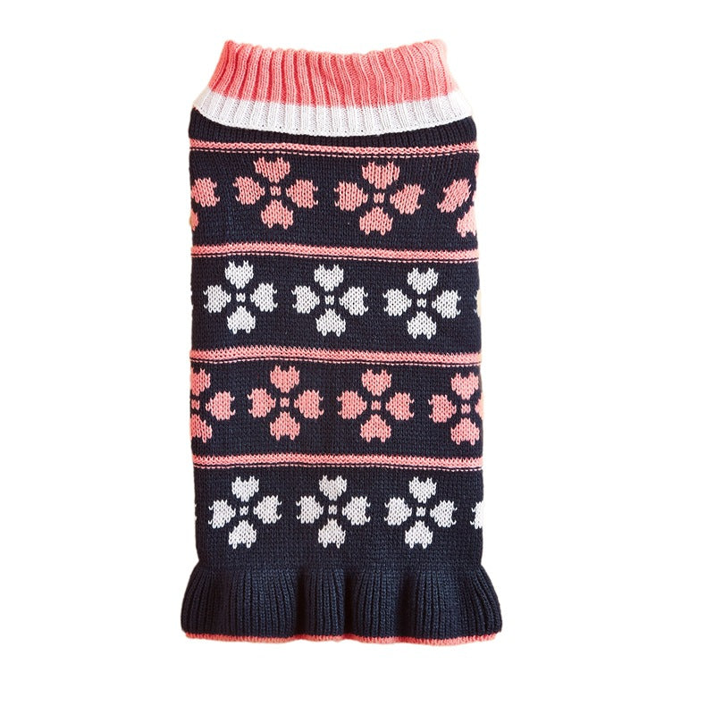 KFX-0423613 Autumn Winter Dog Sweater Dress with Star Wave Design, Acrylic Fiber, Multiple Sizes Available