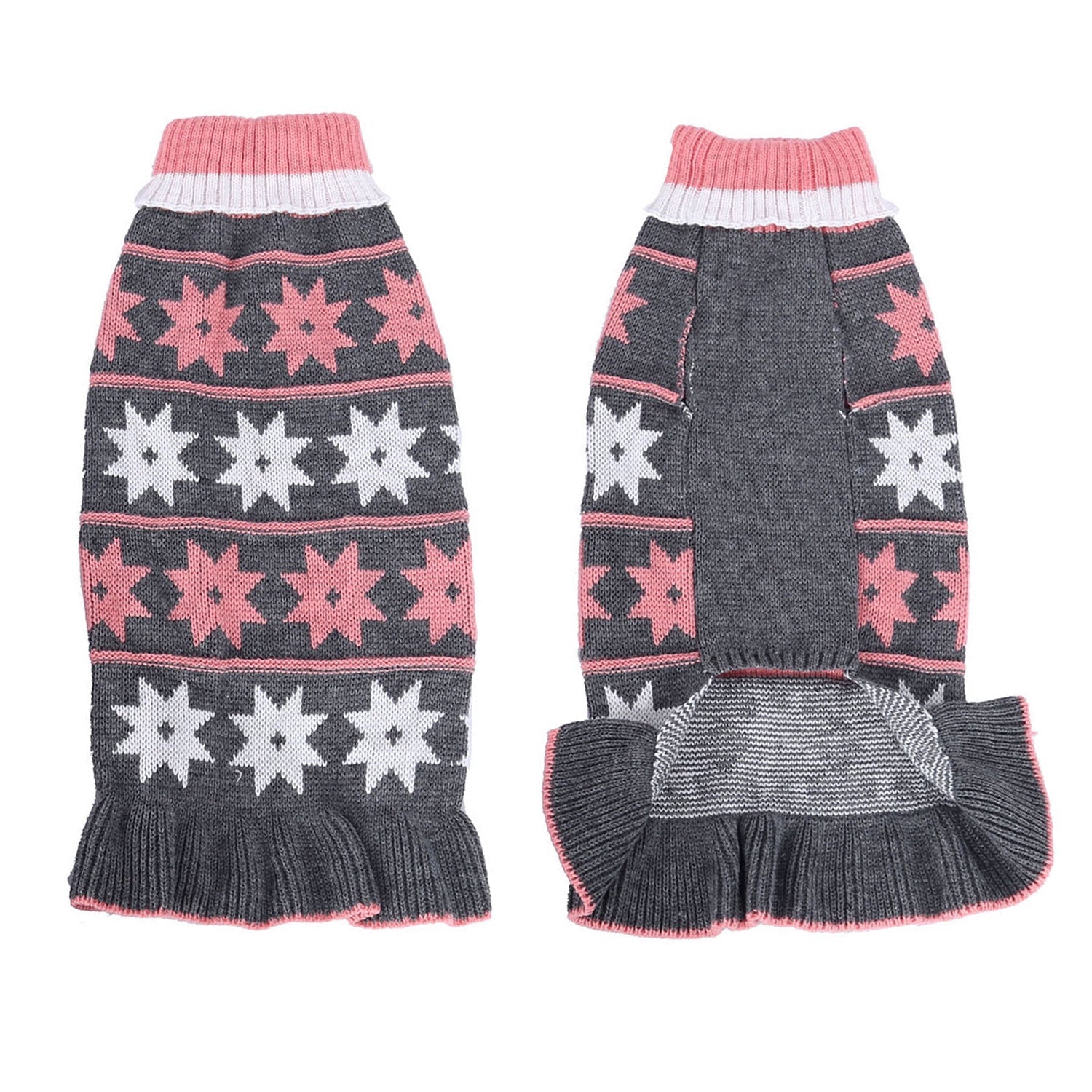 KFX-0423613 Autumn Winter Dog Sweater Dress with Star Wave Design, Acrylic Fiber, Multiple Sizes Available
