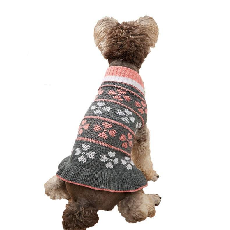 KFX-0423613 Autumn Winter Dog Sweater Dress with Star Wave Design, Acrylic Fiber, Multiple Sizes Available