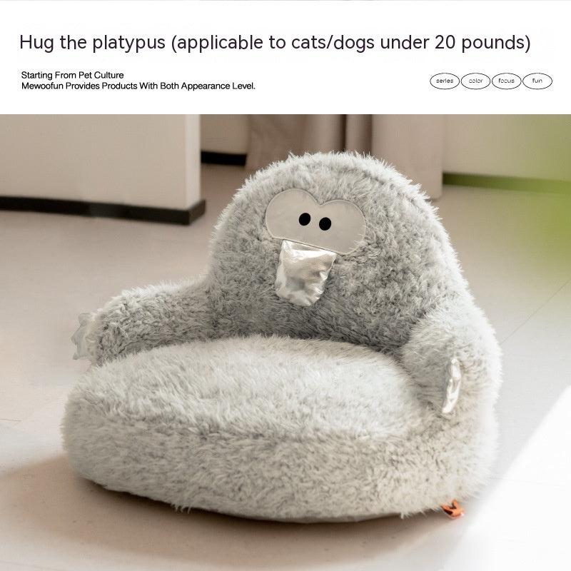 KFX-0425277 Cozy Removable Washable Pet Bed with Sound Toys - Yellow Bird & Gray Chicken Designs