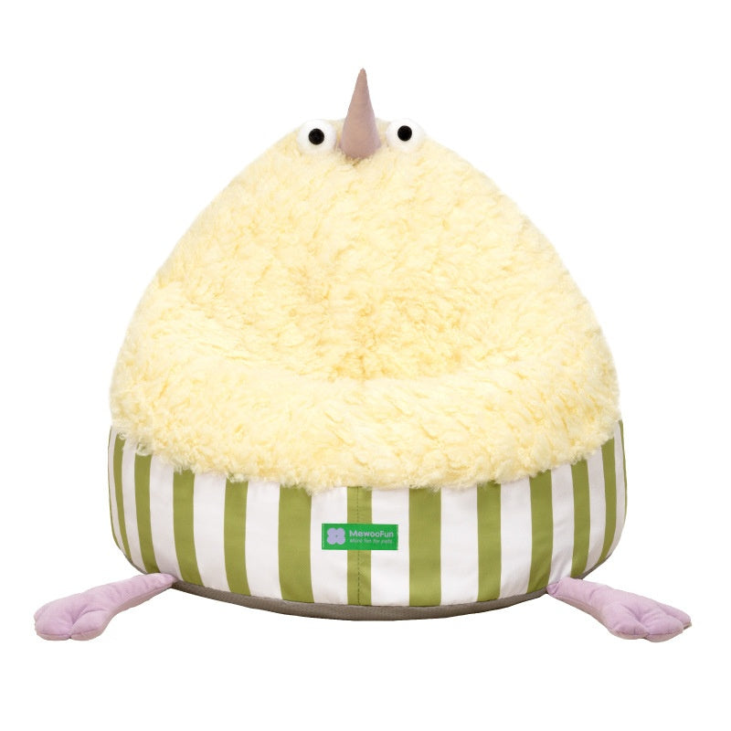 KFX-0425277 Cozy Removable Washable Pet Bed with Sound Toys - Yellow Bird & Gray Chicken Designs