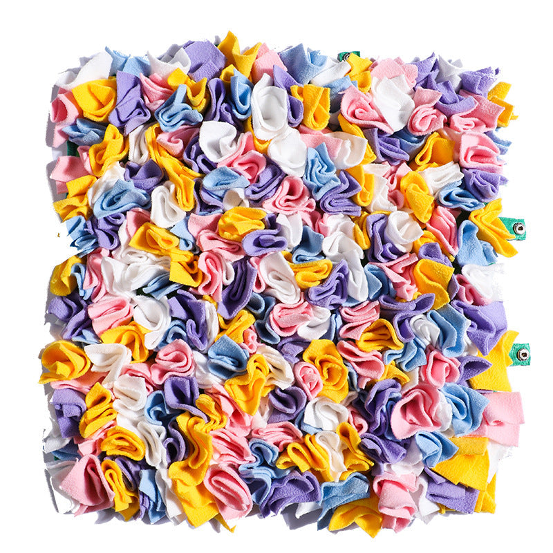 KFX-0426045 Colorful Plush Pet Foraging Training Blanket for Engaging Dog Play, 45x45 cm