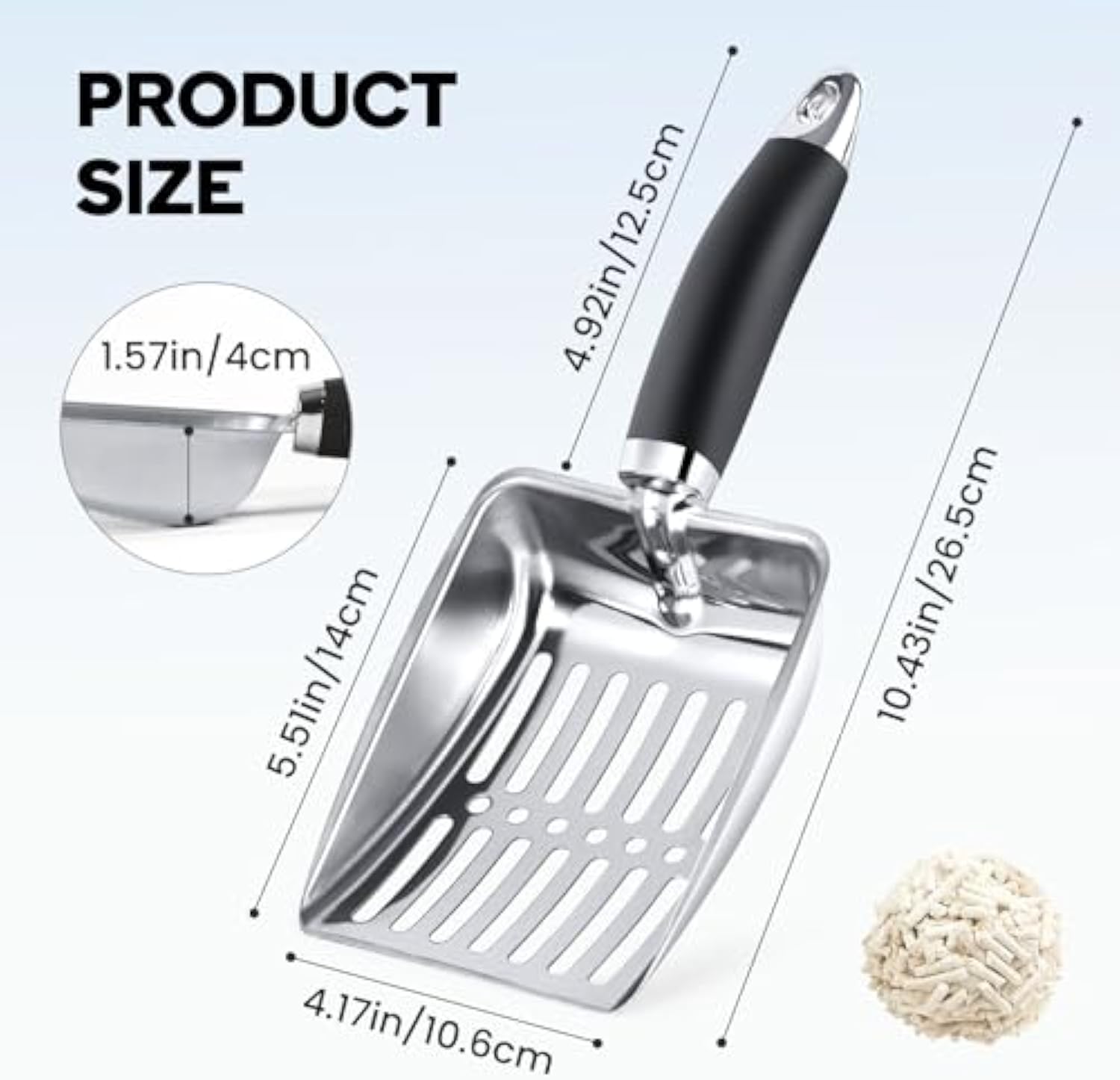 KFX-0426685 Stainless Steel Cat Litter Scoop with Comfortable Grip and Easy Sifting Design
