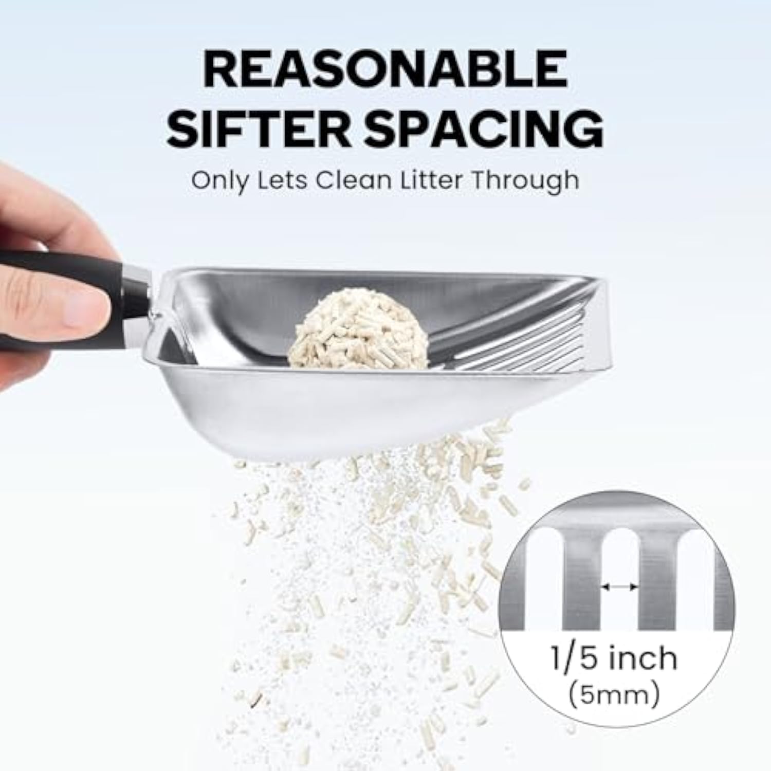 KFX-0426685 Stainless Steel Cat Litter Scoop with Comfortable Grip and Easy Sifting Design