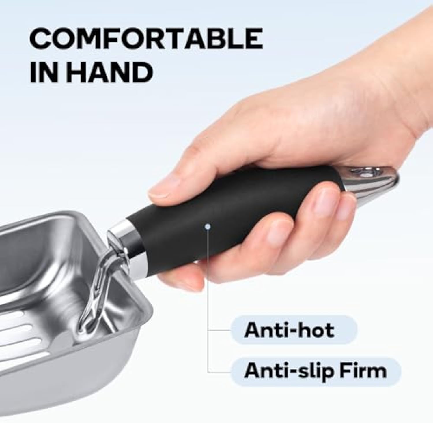 KFX-0426685 Stainless Steel Cat Litter Scoop with Comfortable Grip and Easy Sifting Design
