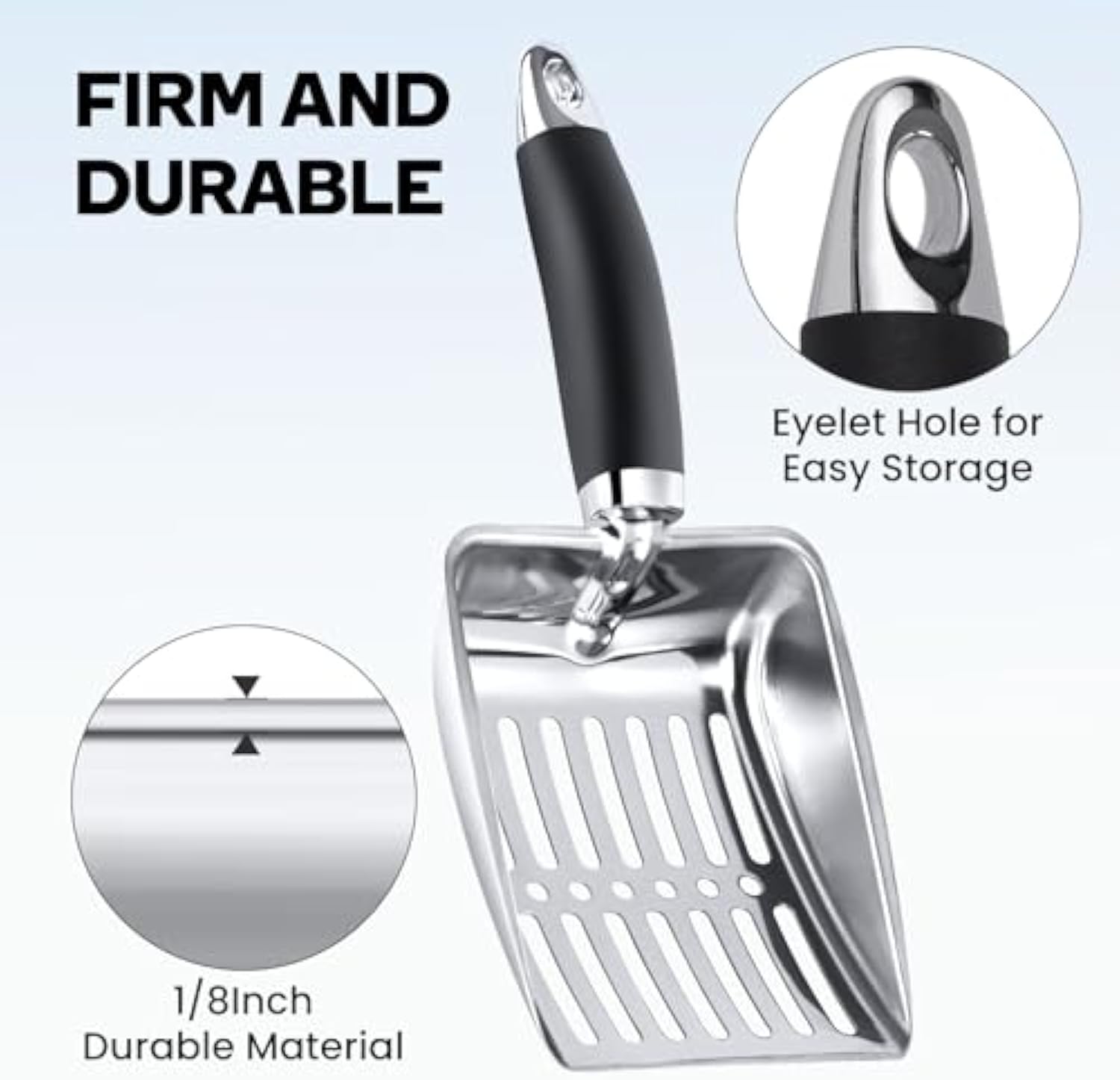 KFX-0426685 Stainless Steel Cat Litter Scoop with Comfortable Grip and Easy Sifting Design