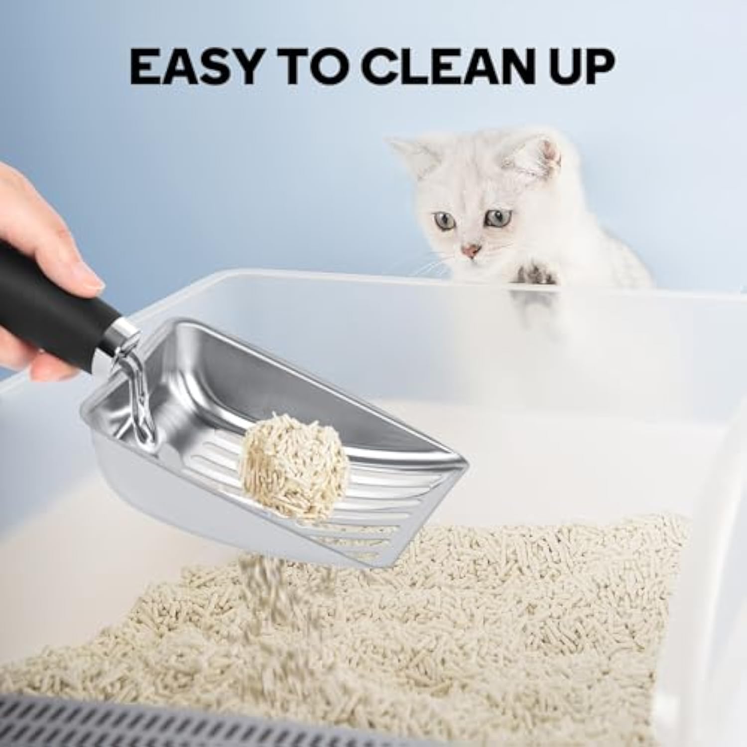 KFX-0426685 Stainless Steel Cat Litter Scoop with Comfortable Grip and Easy Sifting Design
