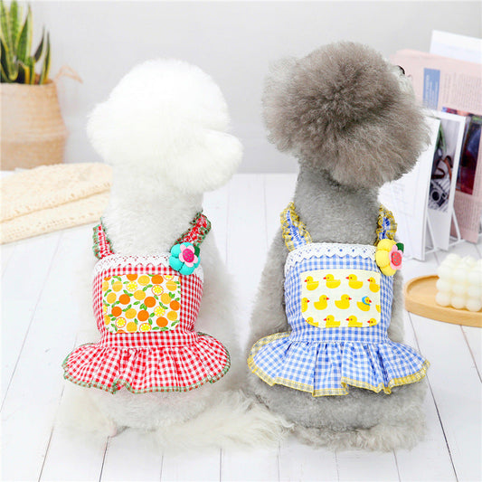 KFX-0427581 Summer Floral Sling Skirt for Small Dogs - Lightweight Polyester Design for Comfort