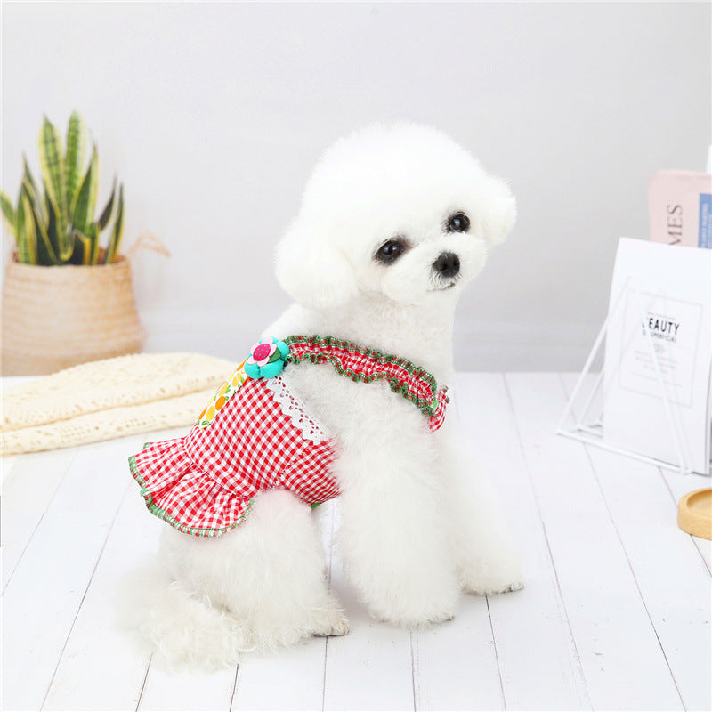 KFX-0427581 Summer Floral Sling Skirt for Small Dogs - Lightweight Polyester Design for Comfort
