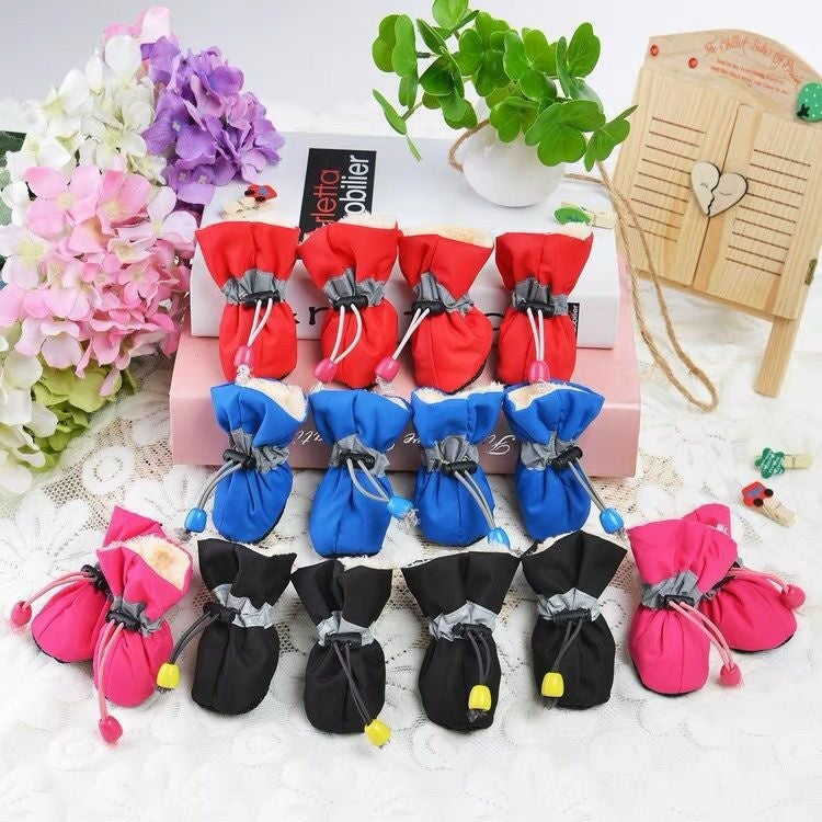 KFX-0427837 Four Seasons Breathable Soft Bottom Dog Shoes - Fleece-Lined & Non-Slip Styles Available