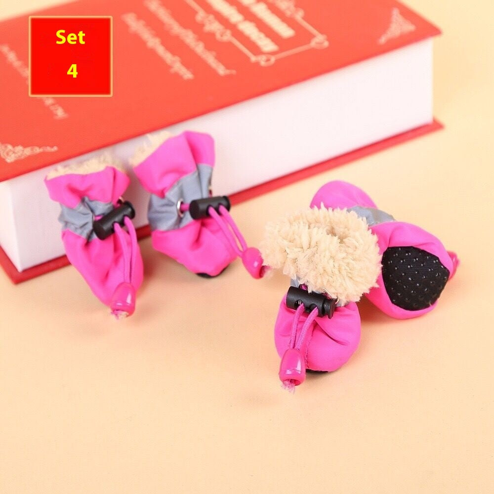 KFX-0427837 Four Seasons Breathable Soft Bottom Dog Shoes - Fleece-Lined & Non-Slip Styles Available