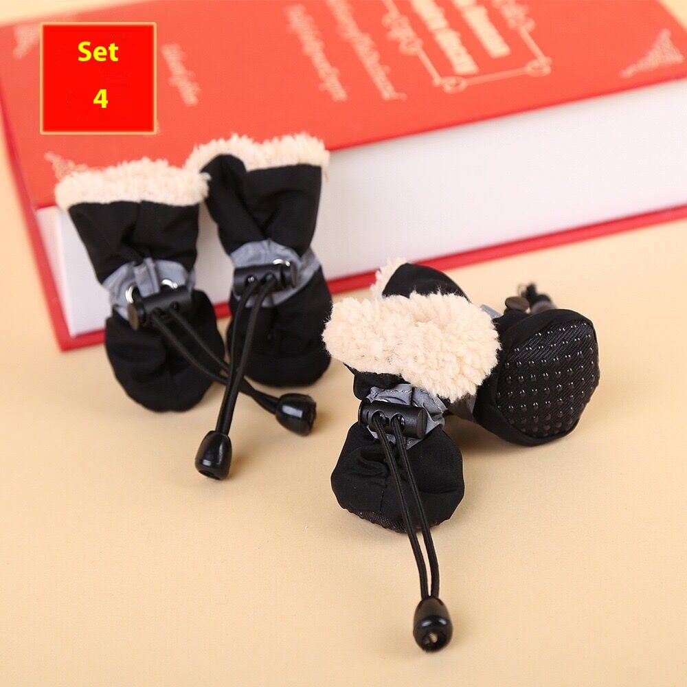 KFX-0427837 Four Seasons Breathable Soft Bottom Dog Shoes - Fleece-Lined & Non-Slip Styles Available