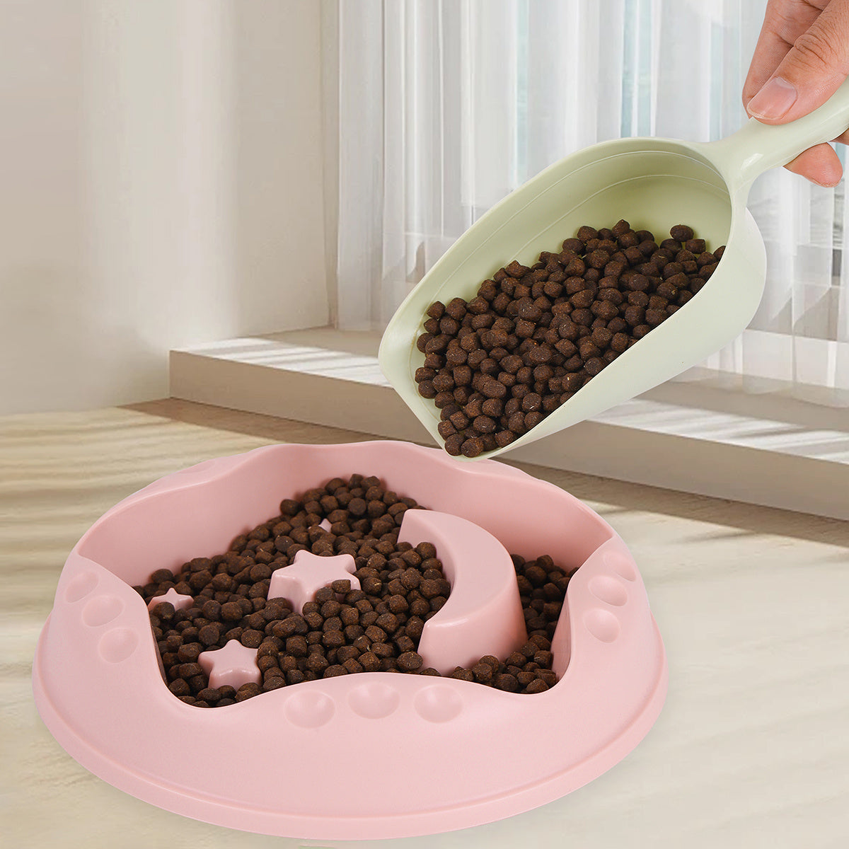 KFX-0428477 Large Capacity Moon Star Wings Slow Feed Dog Bowl for Water and Food