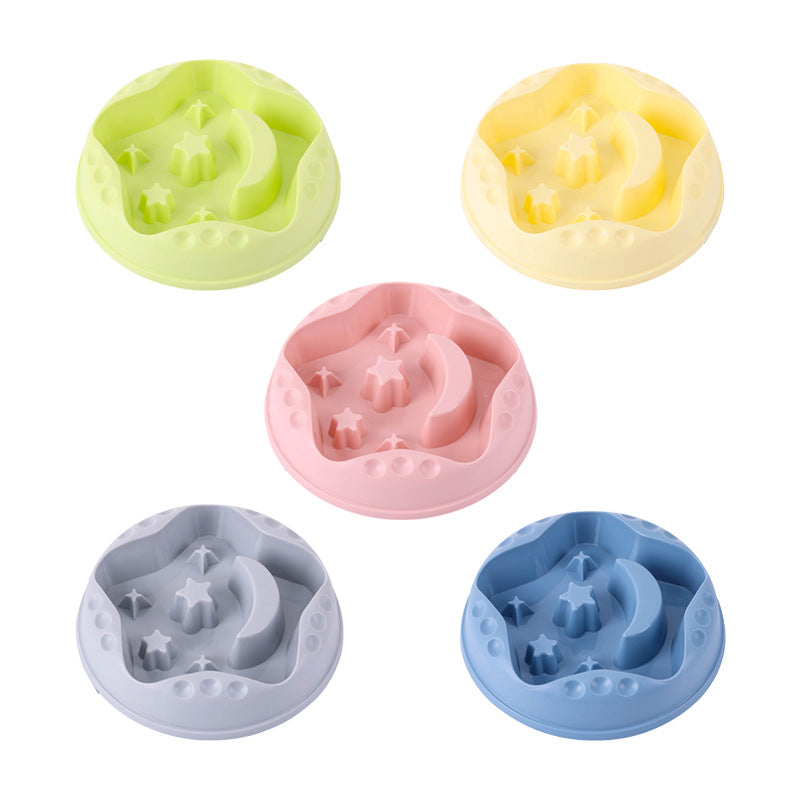 KFX-0428477 Large Capacity Moon Star Wings Slow Feed Dog Bowl for Water and Food