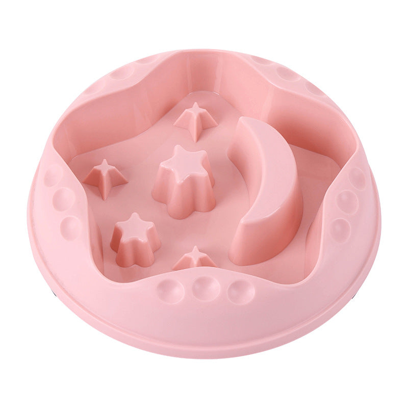 KFX-0428477 Large Capacity Moon Star Wings Slow Feed Dog Bowl for Water and Food