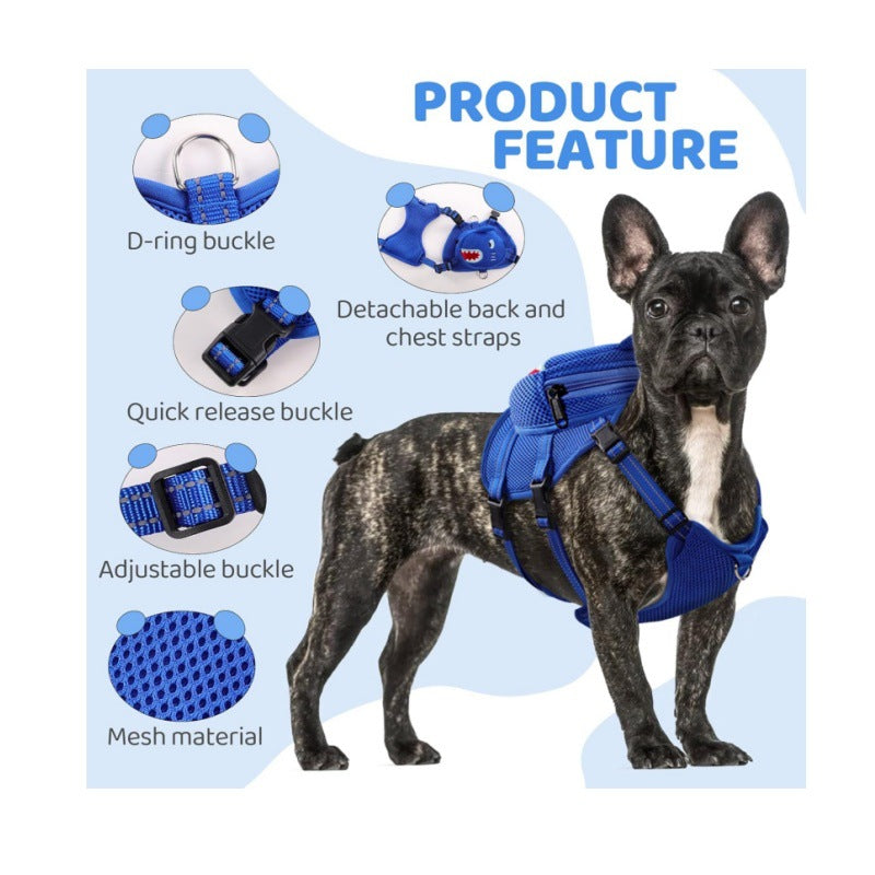 KFX-0430269 Cartoon Dog Breast Strap Backpack for Outdoor Travel - Small, Adjustable, Durable Polyester Design