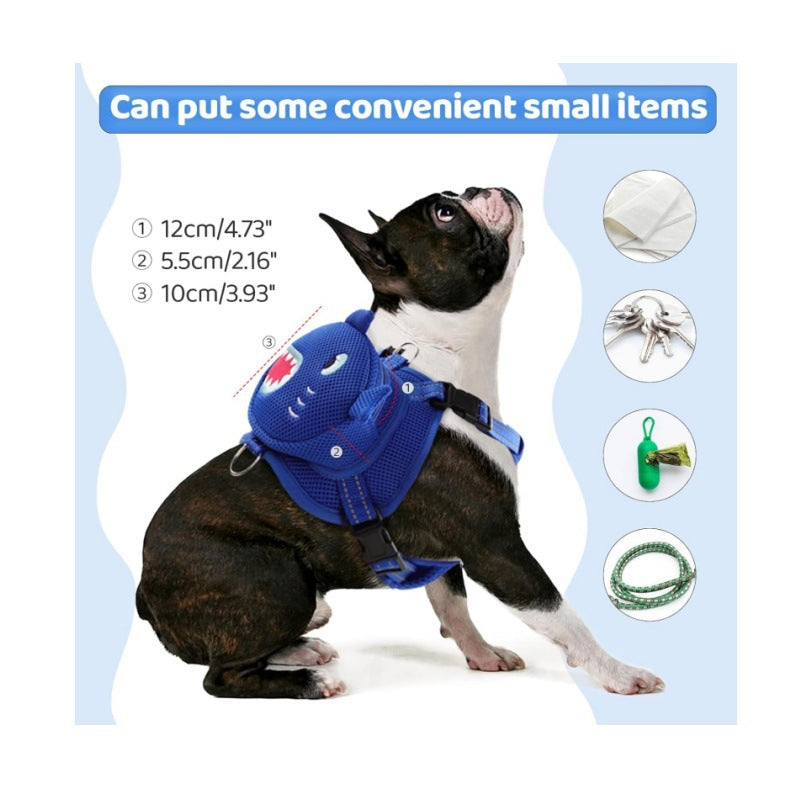 KFX-0430269 Cartoon Dog Breast Strap Backpack for Outdoor Travel - Small, Adjustable, Durable Polyester Design