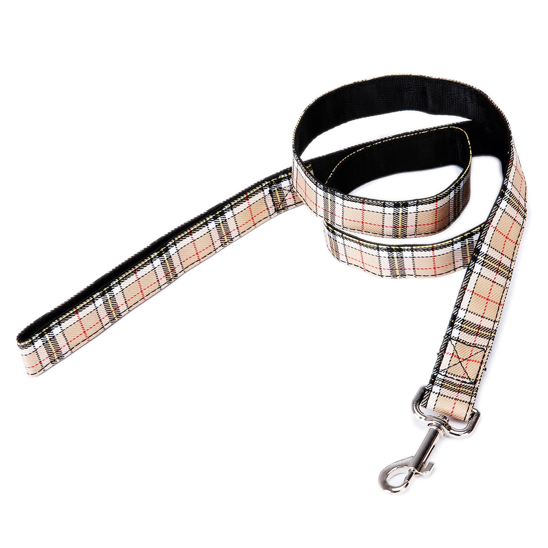 KFX-0430781 Black Plaid Stripe Pet Traction Rope with Extension Strap