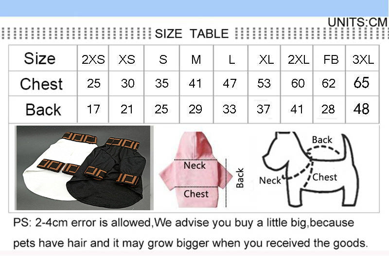 KFX-0431549 Trendy Casual Dog Clothing in Black and White - XS to 3XL Sizes Available