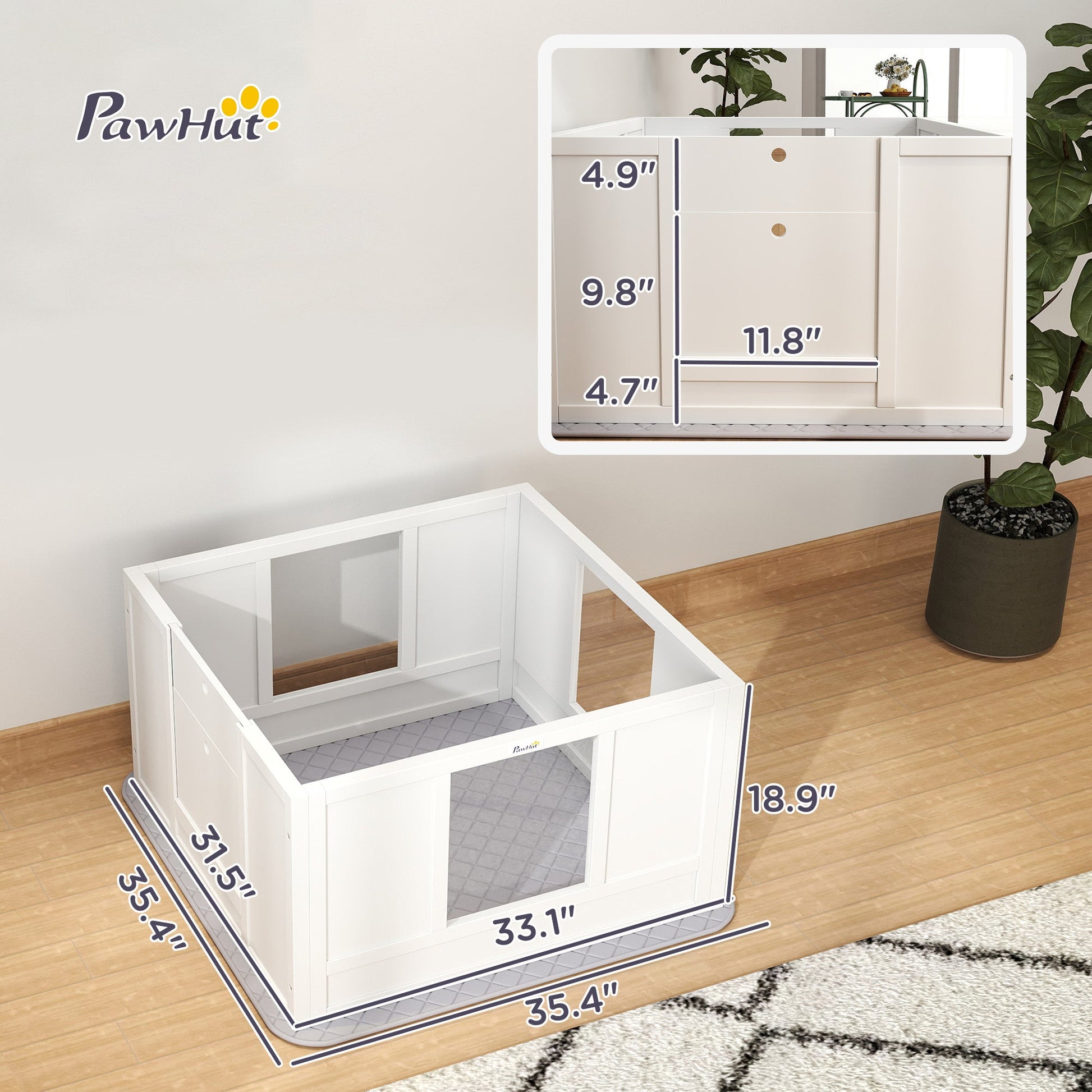 KFX-0432445 Whelping Box for Small Dogs with Adjustable Entrance, Waterproof Pad, and Non-slip Features