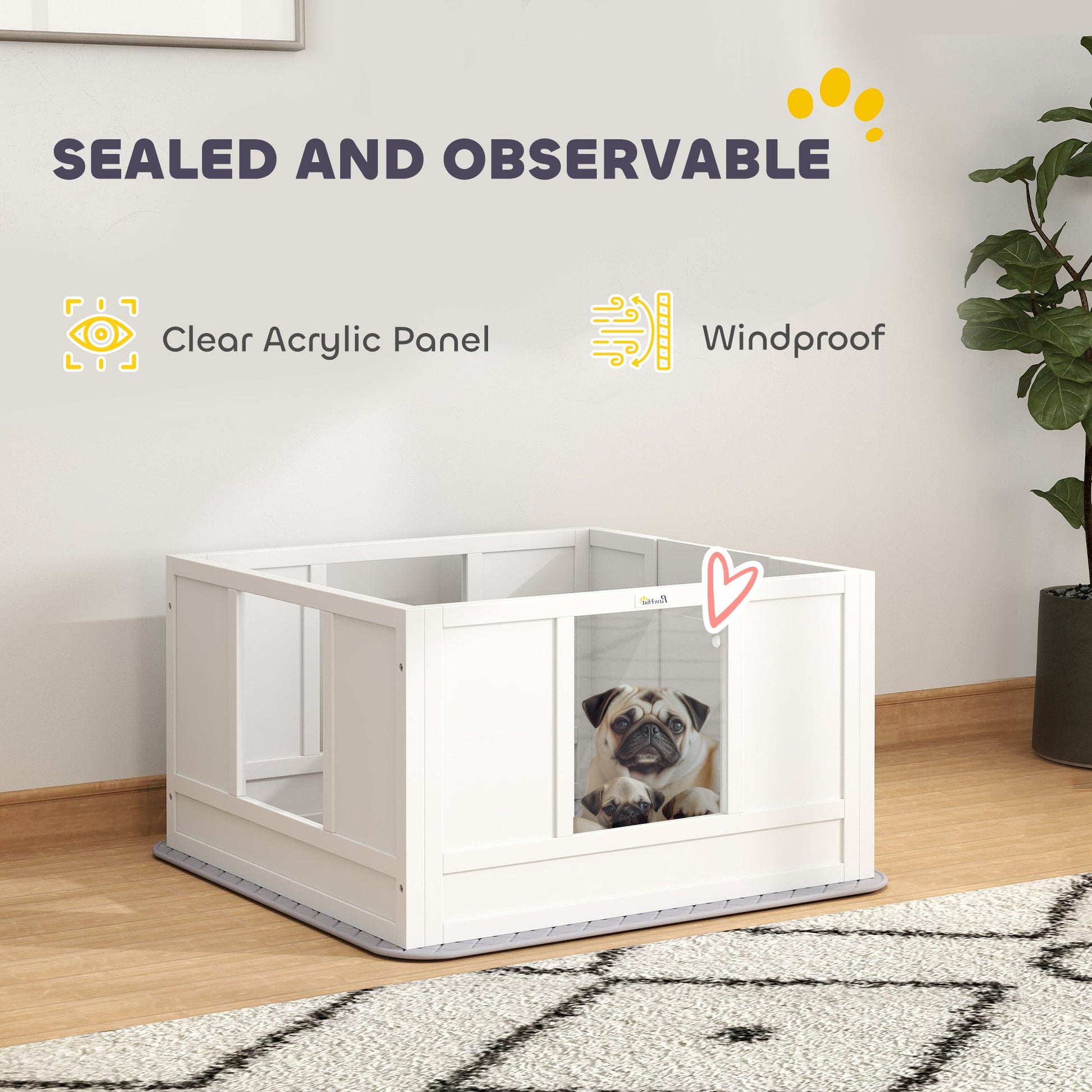 KFX-0432445 Whelping Box for Small Dogs with Adjustable Entrance, Waterproof Pad, and Non-slip Features